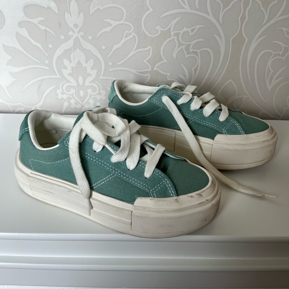 Teal Converse Canvas Sneakers with White Laces